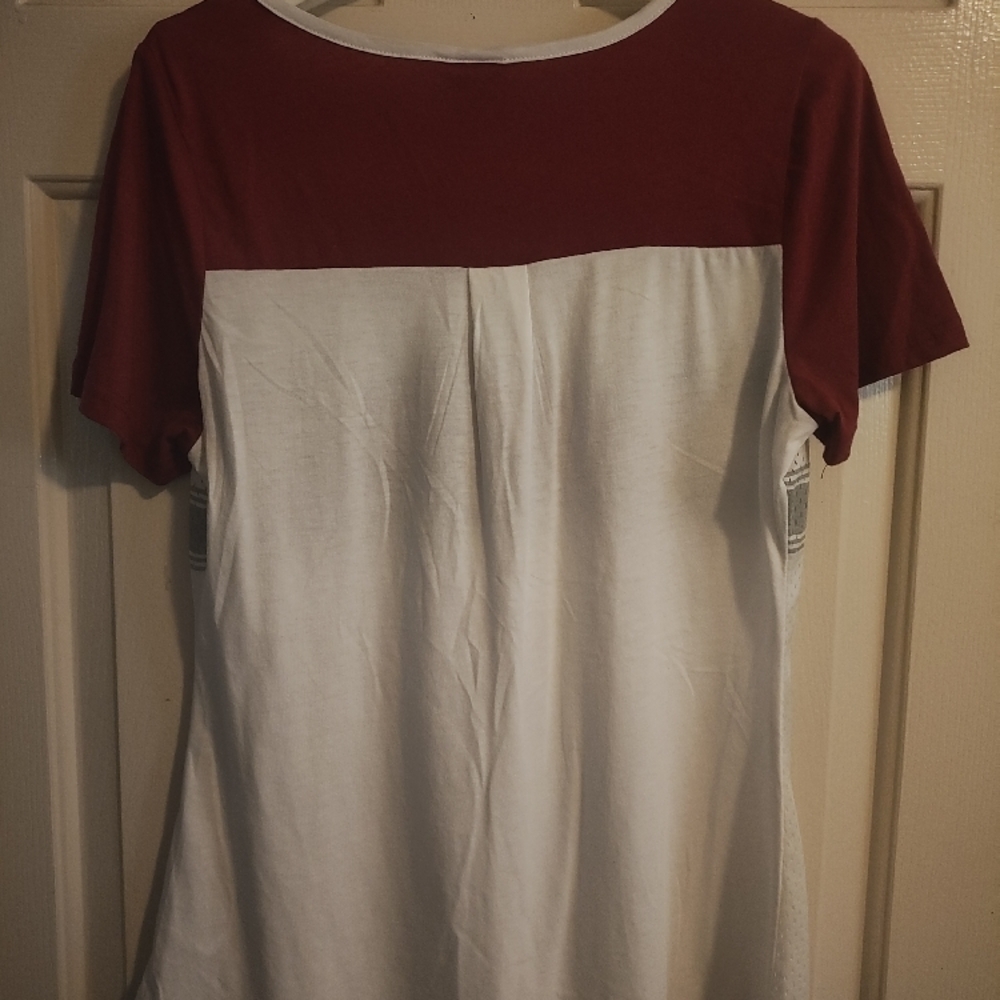 Women's Red and White Razorback Top - Picture 3 of 3